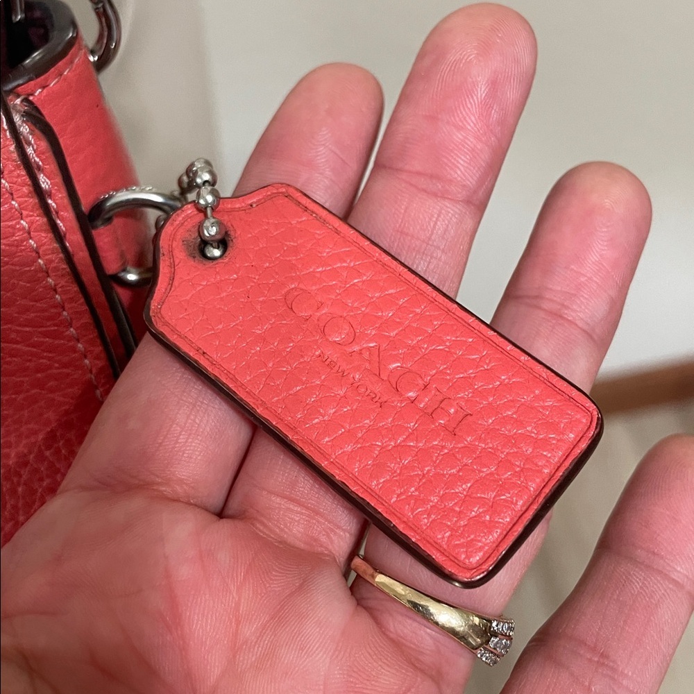 Coach Ellen Pebble Leather Saddle Crossbody Bag in Coral - Picture 2 of 12